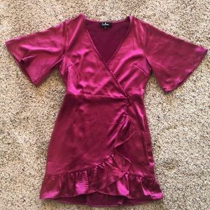 Lulu’s pink silk wrap dress